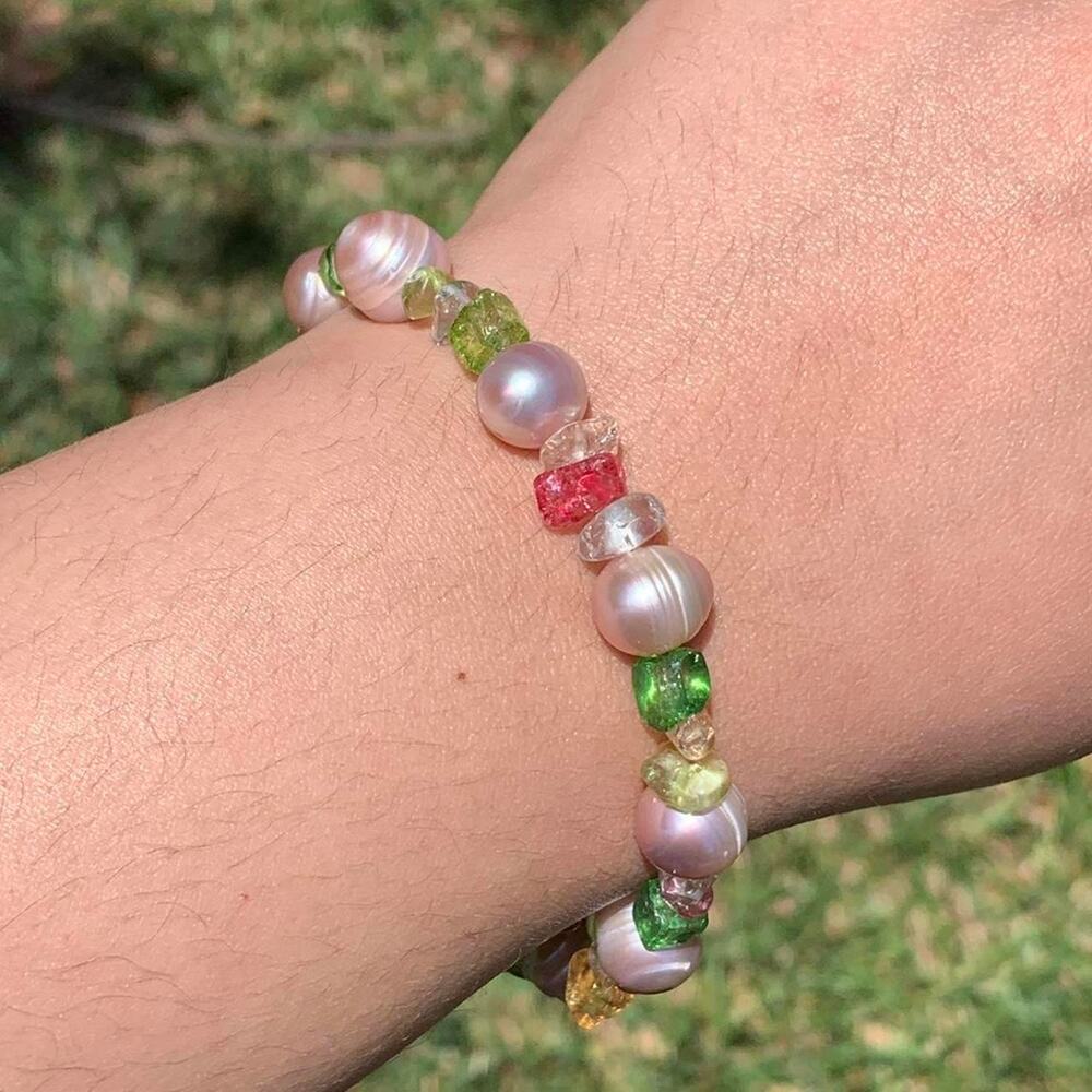 purple freshwater pearls & glass beads bracelet 💜